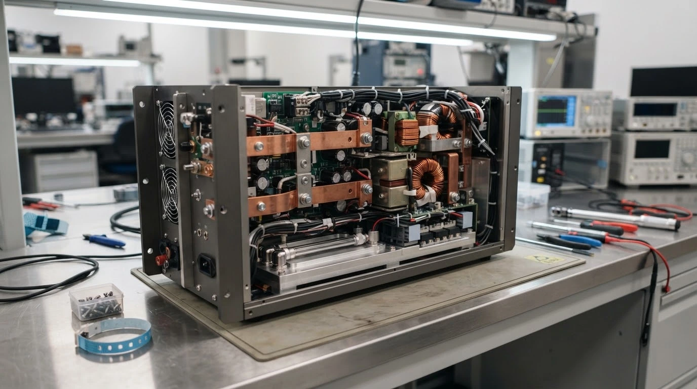 Industrial power supply assembly with a liquid-cooling base