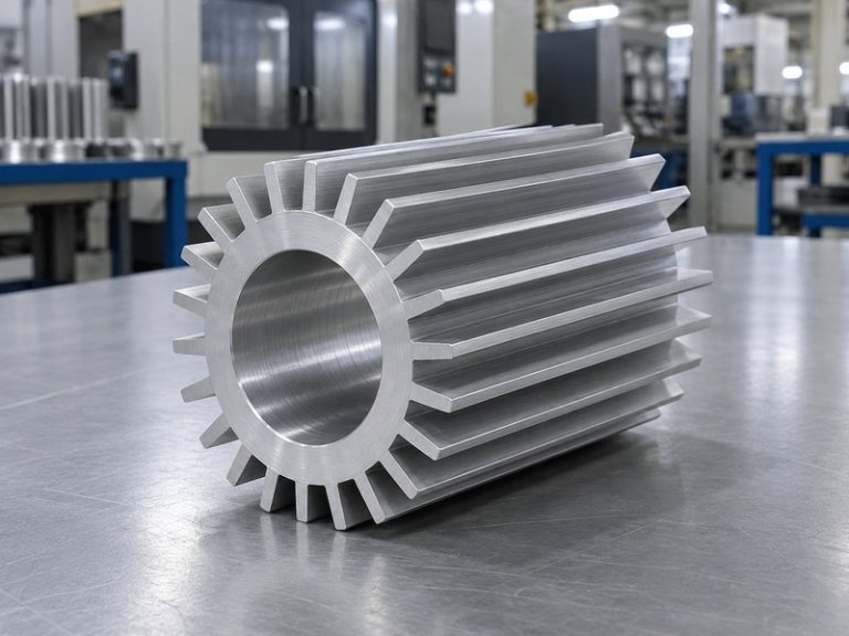 Tubular heat sink with an open axial bore and integral longitudinal fins