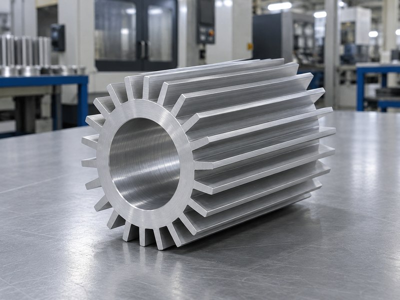 Tubular heat sink with an open axial bore and integral longitudinal fins