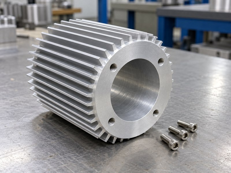 Tubular heat sink with an annular mounting face and separate fasteners