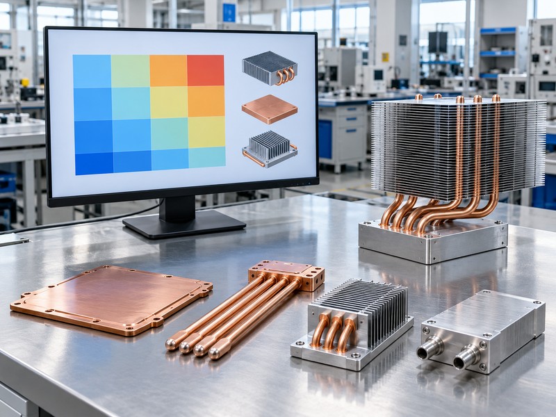 types of heat pipes qualitative selection chart on a bench screen
