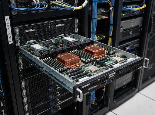 Enterprise server tray with compact processor heat sinks