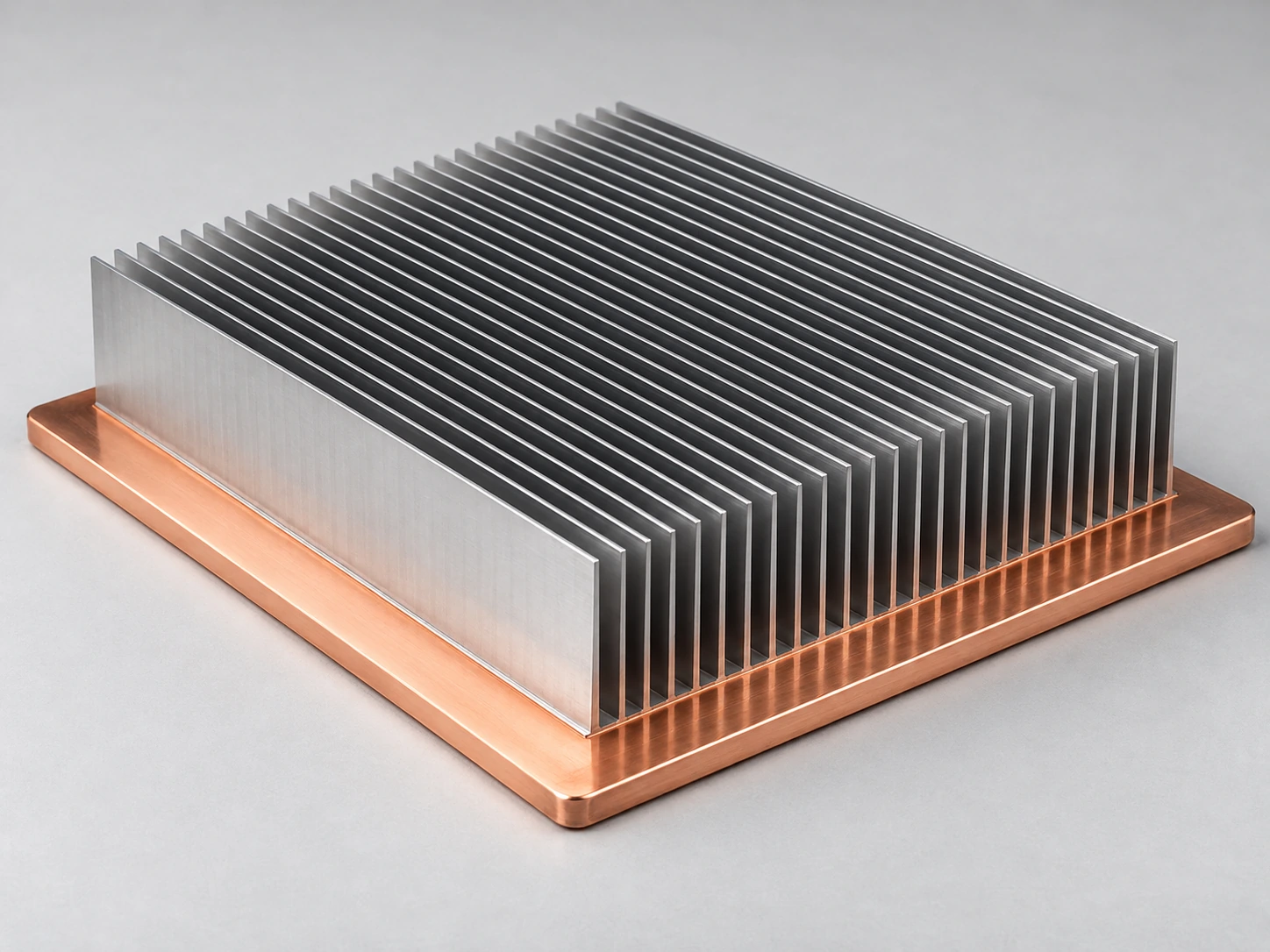 Custom copper-water vapor chamber heat sink with straight aluminum fins