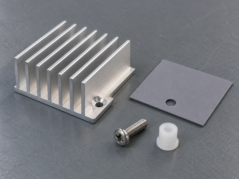 Voltage regulator heat sink mounting pad screw and insulating shoulder washer