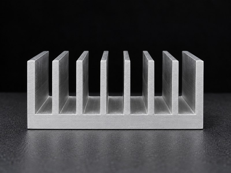 Voltage regulator heat sink geometry with clear straight fin channels