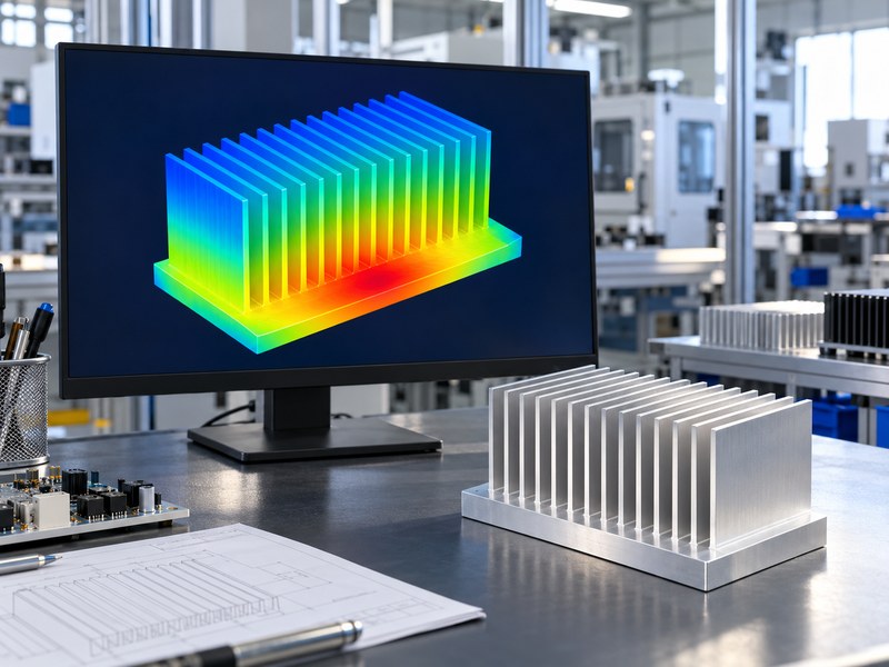 Voltage regulator heat sink with a qualitative temperature distribution visualization
