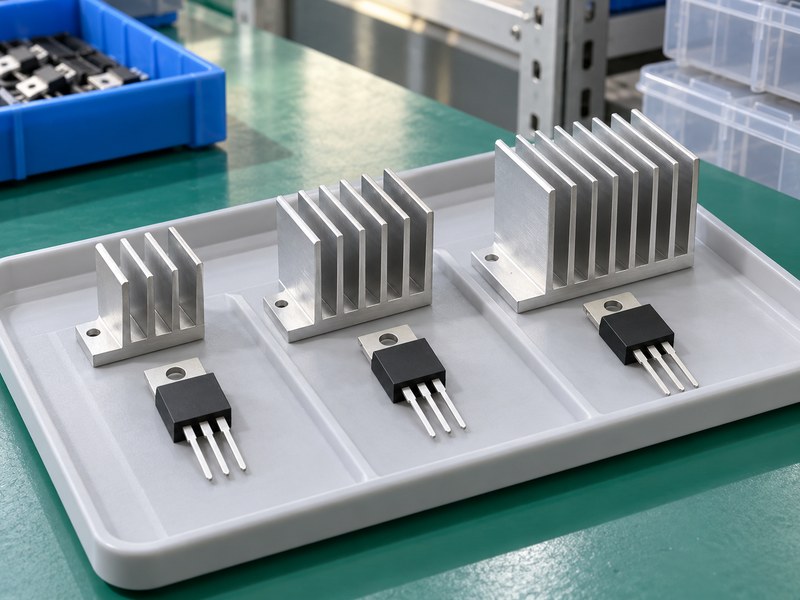 Voltage regulator heat sink calculation bench with unpowered regulator samples