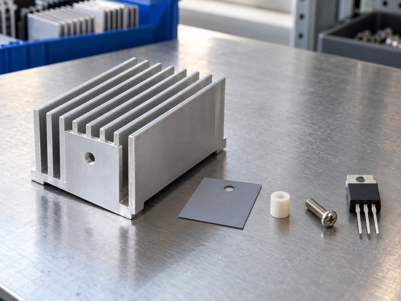 Voltage regulator heat sink calculation interface pad and mounting components