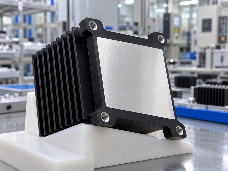Masked silver thermal contact face on an anodized aluminum heat sink