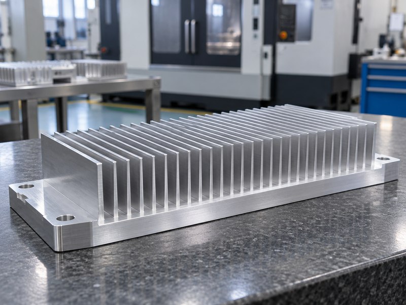 Clean machined aluminum heat sink with accessible mounting lands