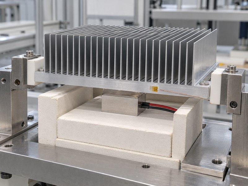 Instrumented heat sink on a thermal test fixture