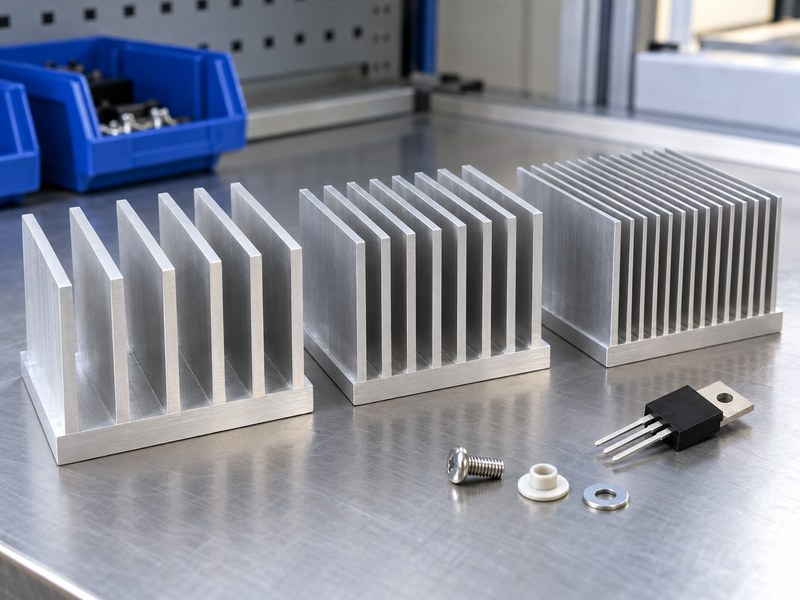 What size heat sink for voltage regulator applications with different fin spacing samples