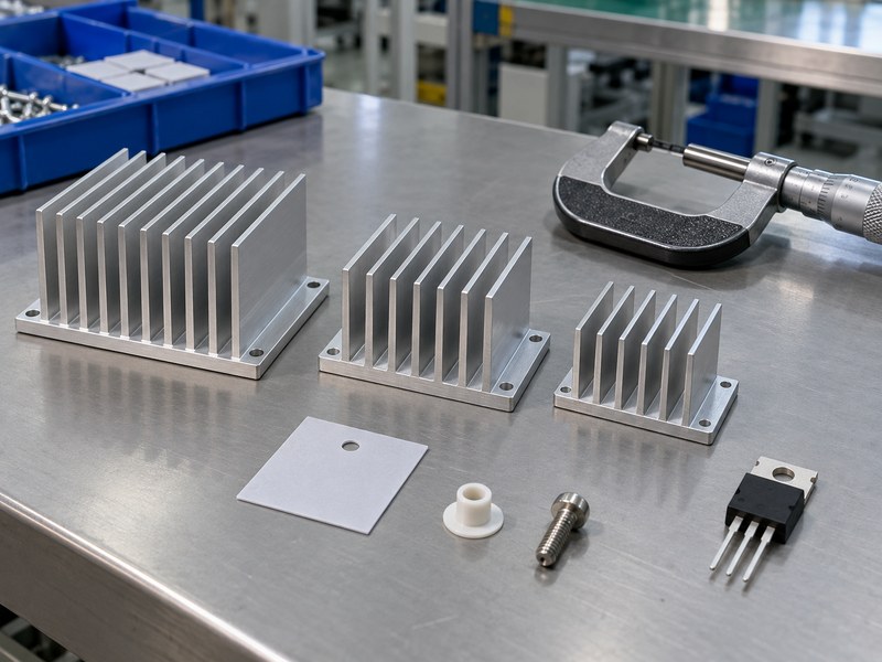 What size heat sink for voltage regulator applications with completed samples and inspection tools