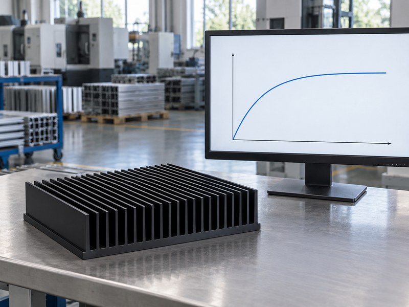 wholesale anodized heat sink factory — heat sink beside a conceptual temperature stabilization curve
