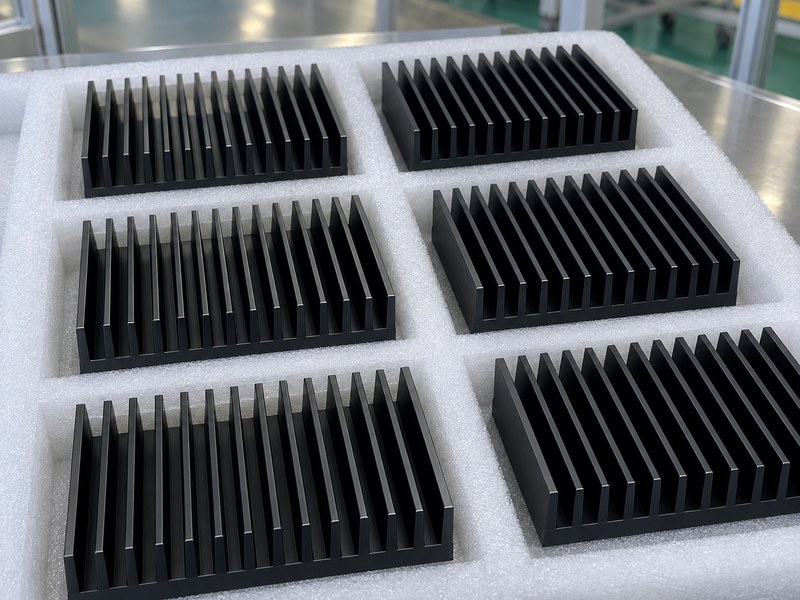 wholesale anodized heat sink factory — anodized heat sinks separated in protective trays