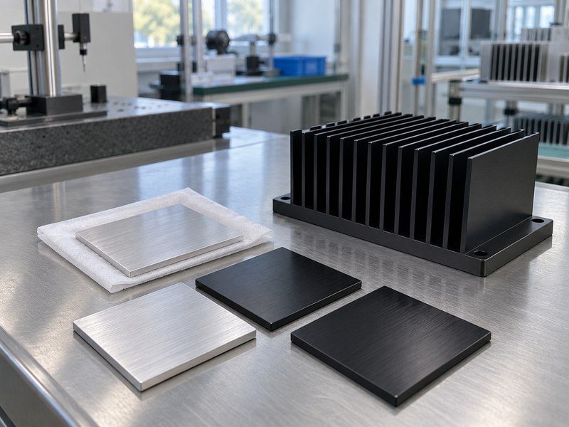 Wire drawing aluminum heat sink supplier comparing directional finish coupons